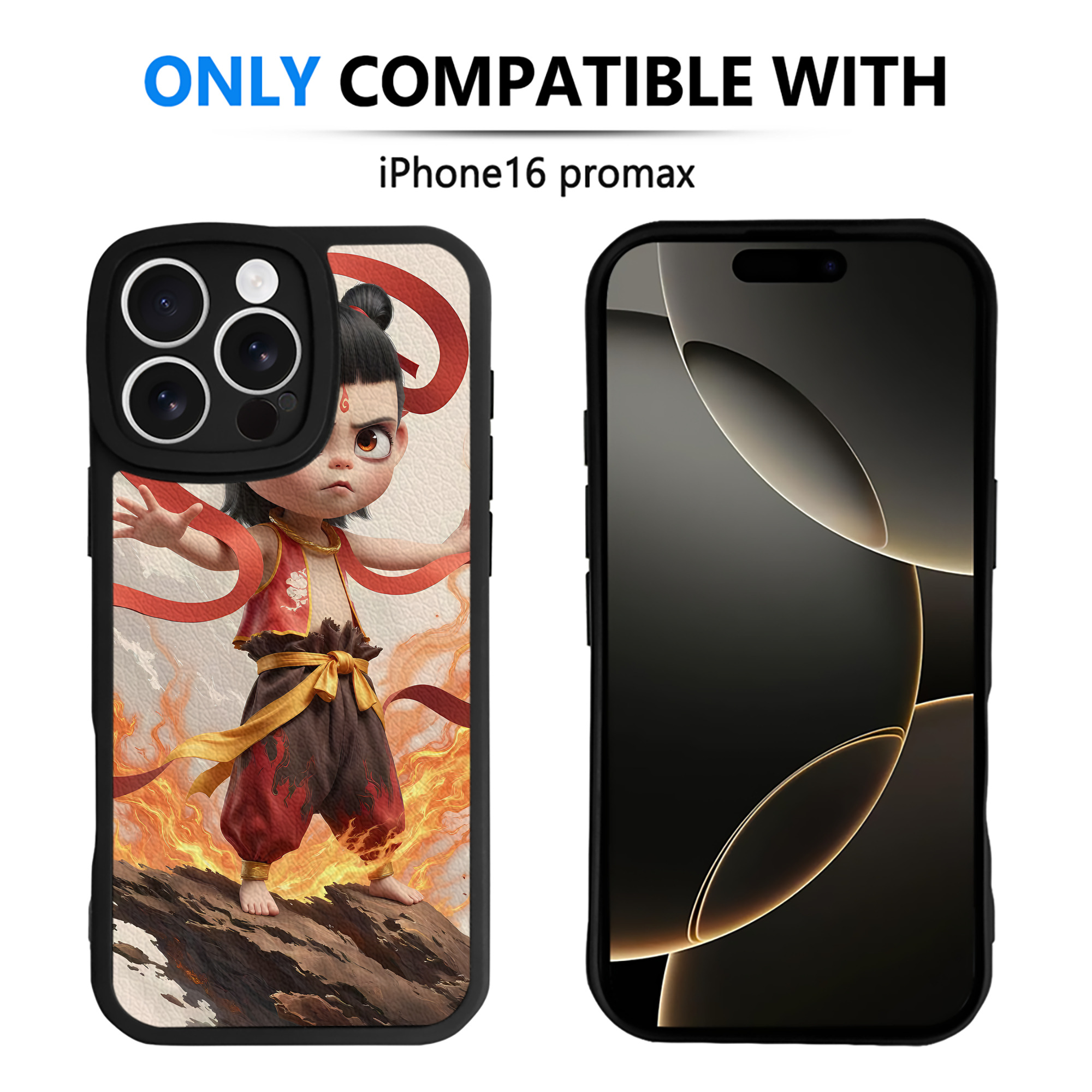 （画像用） Ne Zha 2 ナタ 魔童の大暴れ 【iPhone 16シリーズ対応】シリコンスマホケース（レザー調） 材質：シリコン